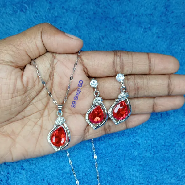 Silver Plated Crystal Zirconia Necklace Set